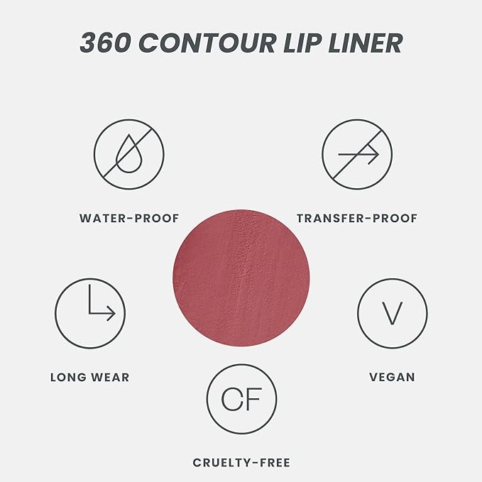Wonderskin Lipliner Pencil - 360 Contour Lipliner, Long Lasting, Sharpenable, Waterproof and Transfer-Proof Nude Lip Liner Pencil (Rosewood)