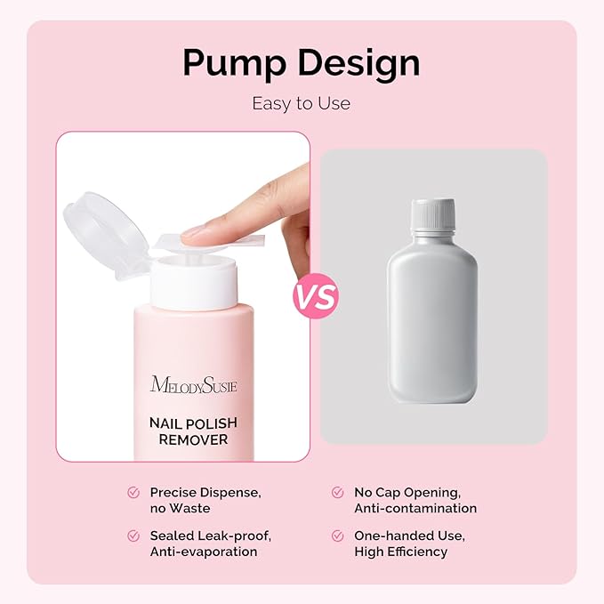 MelodySusie Acetone Nail Polish Remover, 240ML Professional Soak off Gel Nail Polish Remover with Aloe Scent, Quickly & Powerful Remover with Pump for Nail Polish Acrylic Dip Powder, 8 Fl Oz
