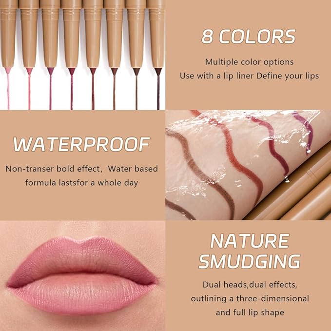 Waterproof Matte Lip Liner Pencil with Silicone Smudger – Long-Lasting Retractable Velvet Crayon, Vegan & Cruelty-Free, Define & Sculpt Lips for Work, Date, Party & Travel (01#, pack of 1)