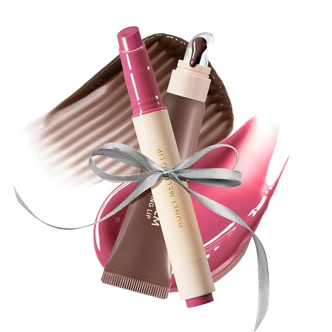 Nature Republic Honey Melting Lip & Butter Balm (DARK CHERRY CHOUX & DIRTY ESPRESSO) Set - Moisturizing Tinted Lip Balm, Peptides, Sheer & Glossy, Stocking Stuffers