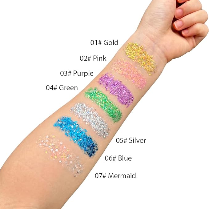 Mysense Green Body Glitter Stick, Christmas Face Hair Glitter, Stocking Stuffers, Festival Rave Outfit for Women, St Patricks Day Accessories, Sparkling Mermaid Sequins Chunky Glitter Makeup, 0.56oz