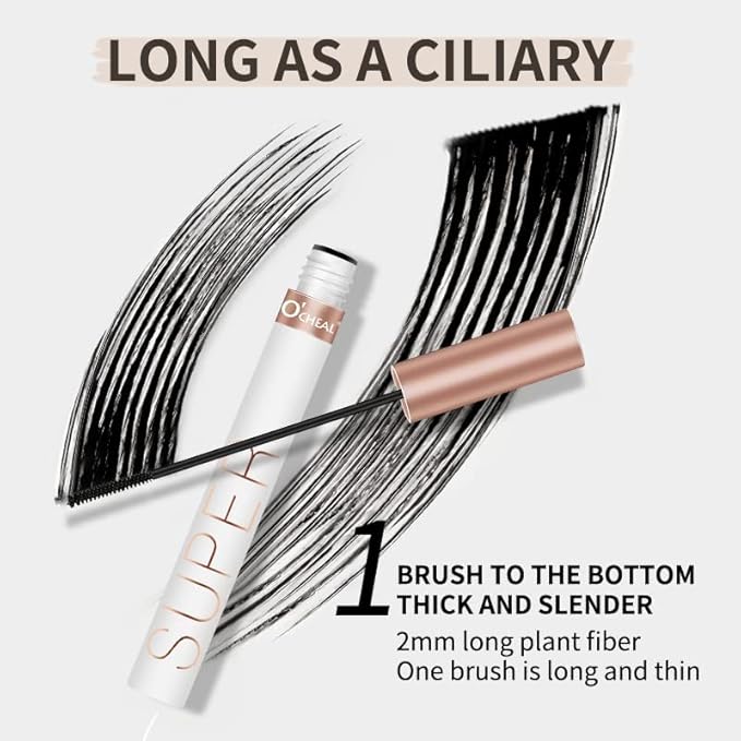 O'CHEAL Lash Lengthening Mascara, Voluminous Soft Lashes Makeup, Flake Free Formula, Hypoallergenic, Clump Free, Waterproof Long Lasting Natural for All Day - Intense Black (Pack of 2)