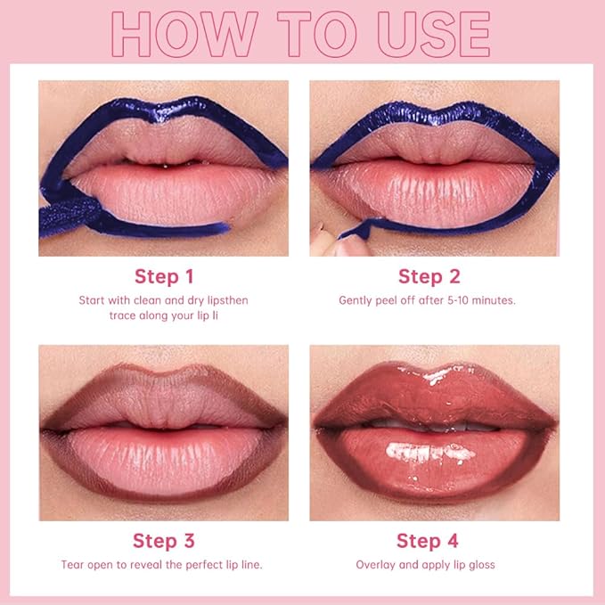 Peel Off Lip Liner & Gloss – Long-Lasting Smudge-Proof Mocha Rose Brown Lip Tint & Lip Stain Liner with Hydrating High Shine Gloss for Defined, Fuller Brown-Rose Lips – Waterproof Soft Glam Lip Makeup