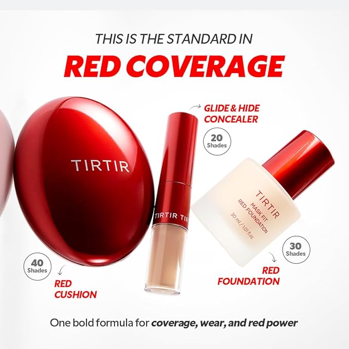 TIRTIR Mask Fit Red FoundationㅣLong Lasting Flawless Coverage, Energy Essence, Lightweight, Hydrating, Pore-Blurring, Breathable Satin Finish, Makeup, Radiant Skin, #33C Hazel, 1.01 Fl Oz