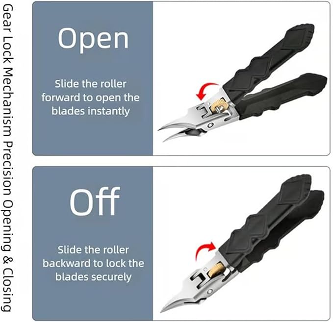 Black Anti-Slip Grip Gear Lock Nail Clipper Set with Ultra-Sharp Tips for Precise Access to Nail GRO, 3pcs Nail Clipper Set with Lock, Professional-Grade Manicure Tools (Black A+B, 2 Set)