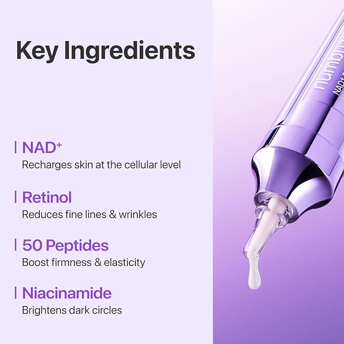 numbuzin No.9 NAD+ Retinol Eye Cream, Depuffing & Firming Eye Serum for Dark Circles, Wrinkles & Fine Lines, Peptides & Niacinamide for Glow & Undereye Radiance, Stocking Stuffers 0.33 fl oz