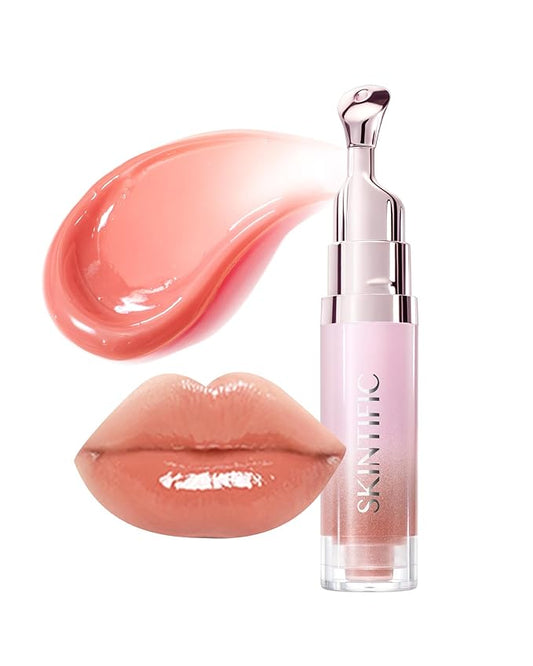 Hydrating Brightening Lip Serum, Smooth Tinted Lip Stain, Plumping Lip Gloss with Polypeptide Squalane, Moisturizing Balms, Brighten Dark Lips, Korean Beauty Makeup (02 Coral Rose)