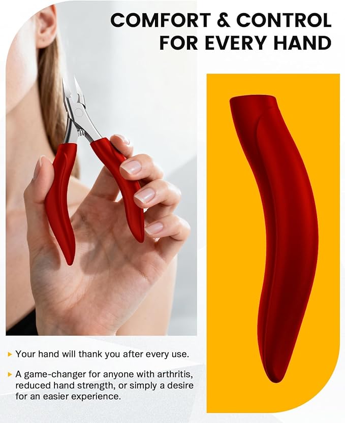 BEZOX Toenail Clippers for Thick & Ingrown Nails – Heavy Duty Toe Nail Clipper for Seniors for Thick Toenails with Comfort Grip & Long Handle - Red