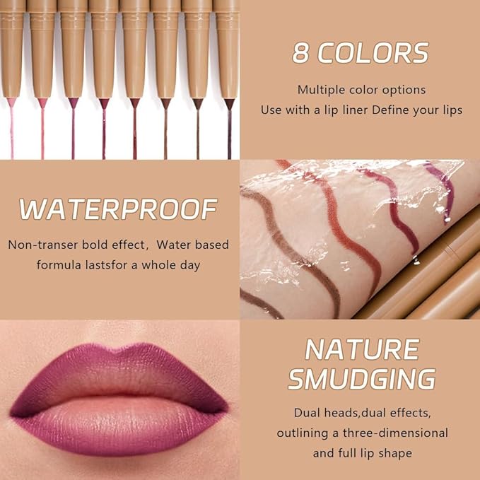 Matte Lip Liner – Dual-Ended Retractable Pencil with Silicone Smudger, Waterproof Long Wear Crayon for Flawless Contour & Plump Lips, Vegan Cruelty-Free Beauty for Everyday Elegance (03#, 1PCS)