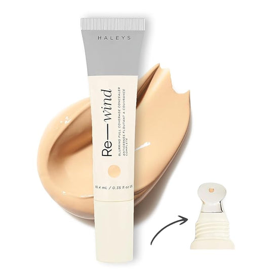 HALEYS Re-wind Full Coverage Brightening Concealer, Color Correcting Eye Concealer for Dark Circles, Fine Lines & Redness, Longwear, Non-Caking, Soft-Matte Finish, Blurring Concealers for Women