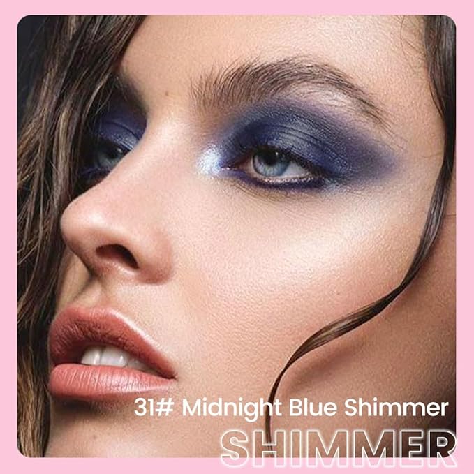 2in1 Shimmer Cream Eye Shadow Stick -Midnight Blue, Eyeliner Pencil Eyeshadow Palette Makeup, Waterproof Long Lasting Brightener, Crease Proof & Smudge Resistant, Cream Eyeshadow with Built-in Smudger