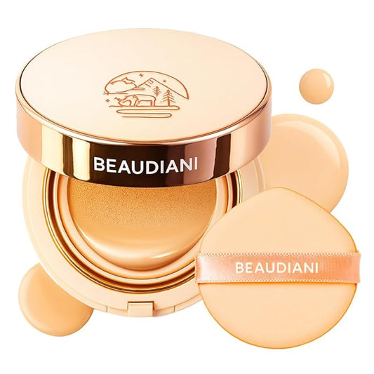 BEAUDIANI Natural Coverage – Mesh Tight Up Cushion – Korean Cushion Foundation, Semi-Matte Radiance, Long-lasting, Travel-Friendly Design (01 Light Beige)
