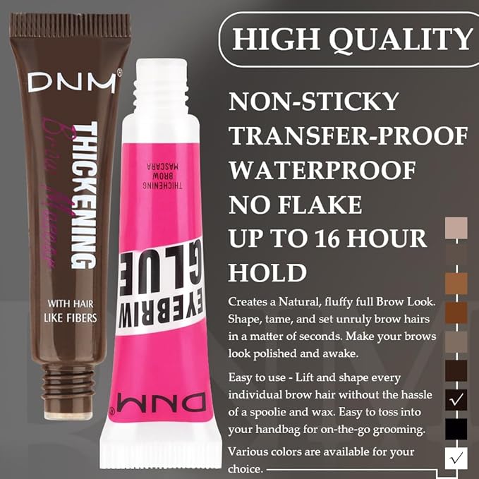 Tinted Thickening Brow Mascara,Brow Fast Sculpt,Waterproof, Transfer-proof, Brush to Fill in Eyebrows and Cover Gray Hairs - Cruelty Free (2pcs 07 Espresso &09 transparent)