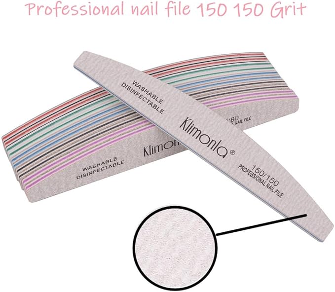 50PCS Gray Professional Nail Files 80/100/150/180/240 Grit, Emery Boards Nail Files for Natural Nails and Acrylic Nails, Double Sided Emory Boards limas para unas acrilicas Reusable Manicure Tools