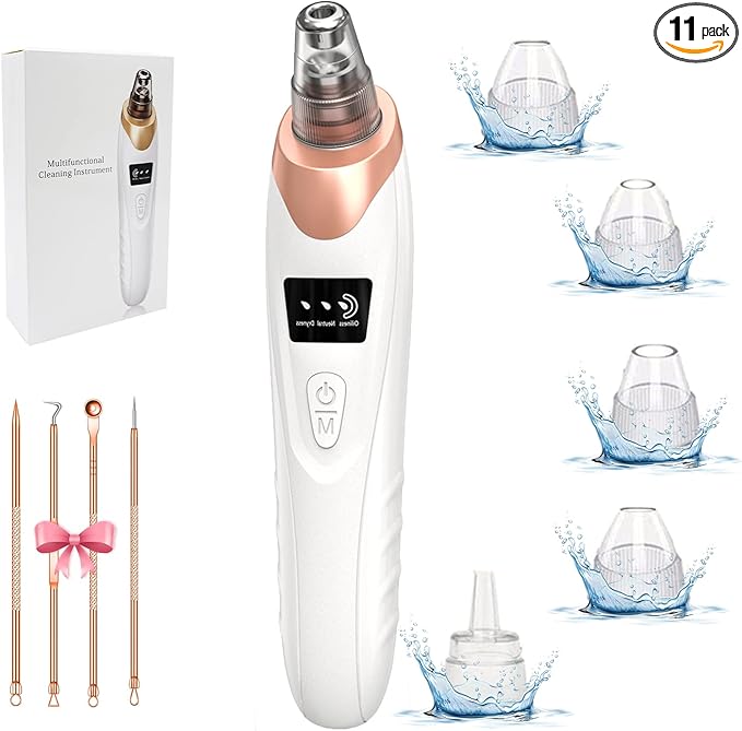 2025 Blackhead Remover Pore Vacuum,Facial Pore Cleaner-5 Suction Power,5 Probes,USB Rechargeable Blackhead Vacuum Kit Electric Acne Extractor Tool for Adult