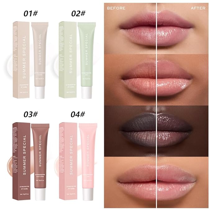 2Pcs Summer Special Lip Butter Lip Balm, Ultra-Hydrating Natural Vegan Lip Balm, Sheer-Tinted Shine & Hydration, Soothes & Softens Dry Lips Skincare, Bálsamo labial hidratante (#3+4#)