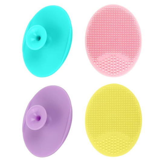 Yokilly Silicone Face Scrubber Exfoliator Brush, Manual Handheld Facial Cleansing Brush, Face Scrub Wash Brush with Soft Bristle, Face Cleansing Brush for Men and Women (4 Color)