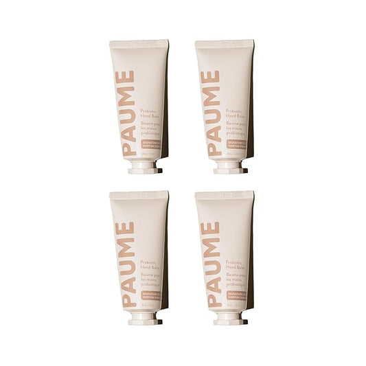 PAUME 4-Pack Mini Probiotic Hand Balm, Hydrating, Non-Greasy Hand Moisturizer for Dry, Chapped, Or Aging Skin, Fast Absorbing, Long Lasting, 4 Count, 1 oz Each