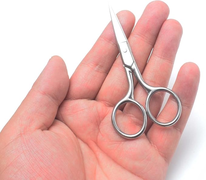 Motanar Professional Grooming Scissors for Personal Care Facial Hair Removal and Ear Nose Eyebrow Trimming Stainless Steel Fine Straight Tip Scissors Men