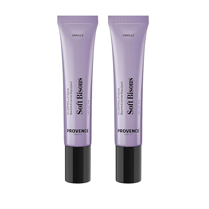 Provence Beauty Soft Bisous Plumping Lip Balm – Hydrating Lip Care Treatment with Tripeptide-1, Hyaluronic Acid & Shea Butter – Smooths, Softens & Plumps Dry Lips (2-Pack)