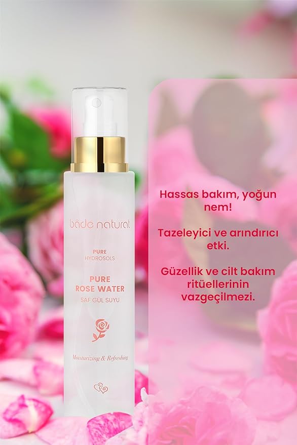 Bade Natural 100% Pure Rose Water Toner – Pore Tightening & Brightening Facial Mist – Hydrating & Refreshing Skin Tonic for All Skin Types – Alcohol-Free, Vegan – 3.4 fl oz
