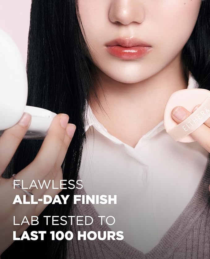 EITHER& Glow Pixel Cushion, 62% Skincare-Infused Foundation for Radiant Glass Skin, No Oxidation, 100H Long-Wear, Lightweight Buildable Korean Cushion (25.5P Tan, 12g)