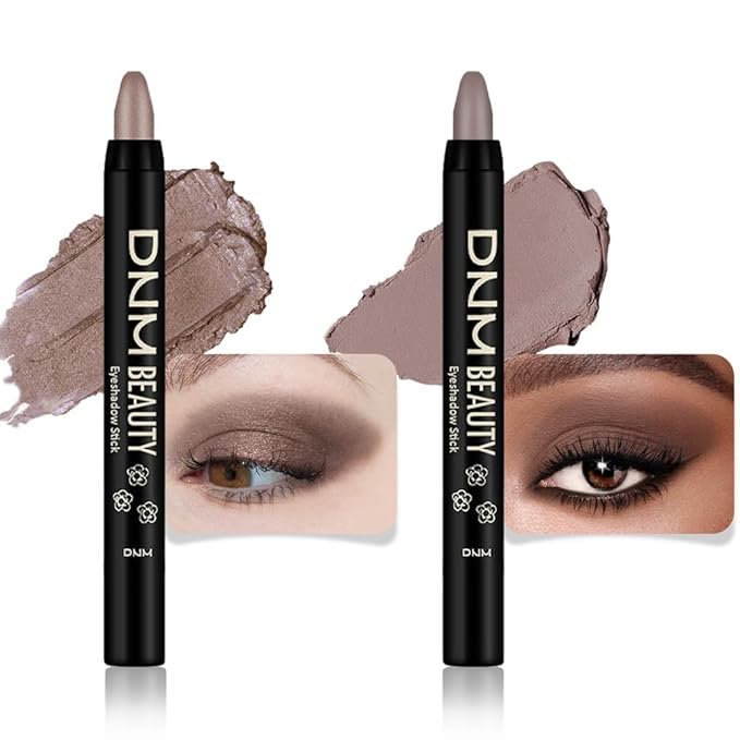 evpct 2Pcs Cream Eye Shadow Brightener Sticks Set for Eyes, Caramel Matte Pencil Eye shadow Applicator Stick Pen Palette Makeup Waterproof sombras en crema para ojos 19 + 22