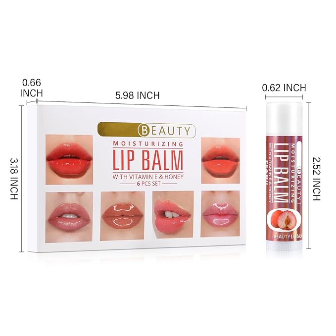 Boobeen Lip Balm Stick, Hydrating Lip Balm Cream for Dry Cracked Lips, Moisturizing Colorless Lipstick for Lip Care Soothing and Fade lip lines, 6 Pack