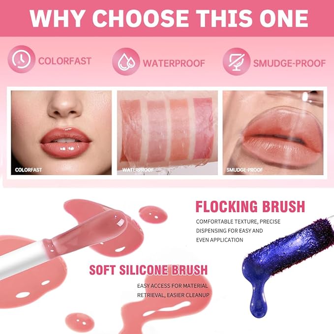 Peel Off Lip Liner & Gloss – Long-Lasting Smudge-Proof Soft Rosy Peach Lip Tint & Lip Stain Liner with Hydrating High Shine Gloss for Defined, Fuller Peachy Lips – Waterproof Soft Glam Lip Makeup