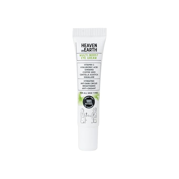 Multi-Boost Eye Cream 0.5 fl oz (15 ml) – 100% Natural & Vegan – Plumping, Anti-Wrinkle, Anti-Puffiness & Dark Circles – With Vitamin C, Ginseng, Coffee Bean, Hyaluronic Acid & Bakuchiol