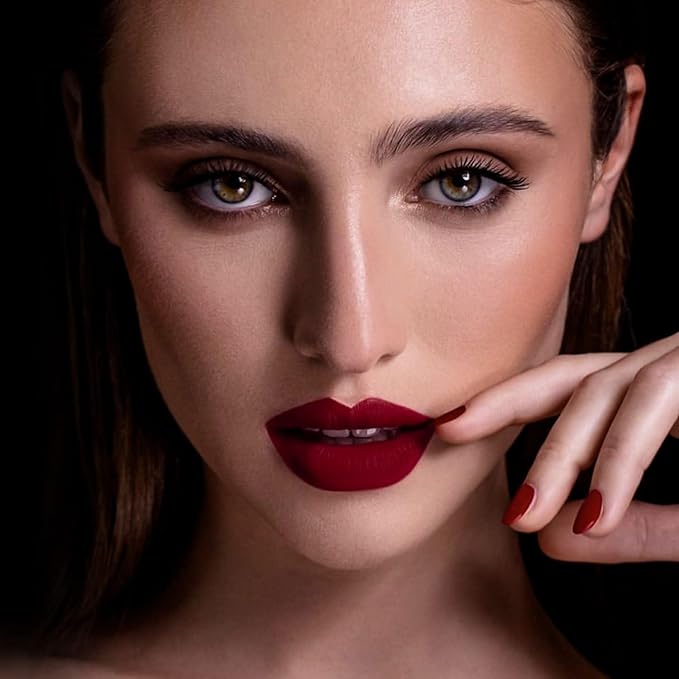 MAKI YIKA 2Pcs Matte Liquid Lipstick Set Dark Red Nude Lipstick Long Lasting Smudgeproof Transfer Proof Lip Makeup, DarkRed/Nude