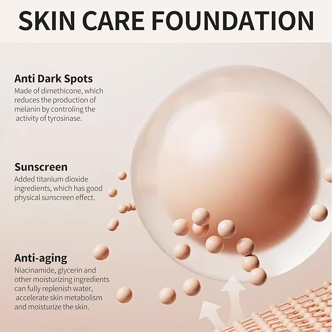 Anti-Dark Spot Liquid Foundation - Collagen Serum Foundation Infused with 2% Niacinamide, High Coverage For A Smooth & Satin Finish, 403 Deep