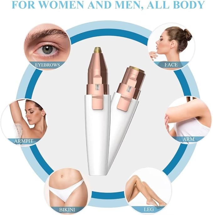 JNATER Eyebrow Razor,Facial Hair Removal for Women, (USB Rechargeable), 2 in 1 Eyebrow Trimmer and 100% Painless Hair Remover with Light for Nose, Lips, Face, Body