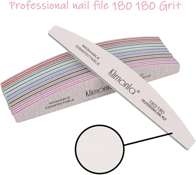 50PCS Gray Professional Nail Files 80/100/150/180/240 Grit, Emery Boards Nail Files for Natural Nails and Acrylic Nails, Double Sided Emory Boards limas para unas acrilicas Reusable Manicure Tools