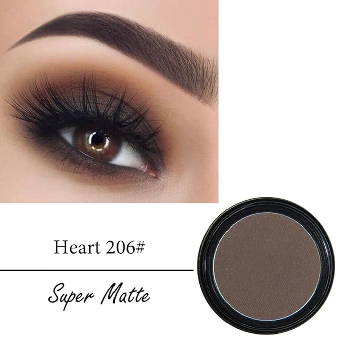 Mysense Matte Dark Brown Single Eyeshadow Palette, Pressed Powder Eye Shadow Makeup, High Pigment Long Lasting Vegan & Cruelty Free, 206# Heart
