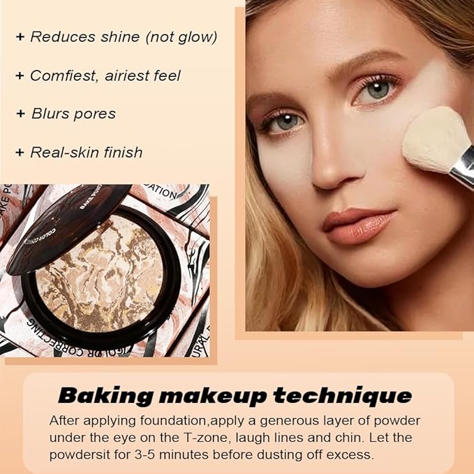 Oil Control Matte Perfection Face Powder Compact For Women, Matte Smooth Flawless Setting Powder Makeup, Polvo Compacto De Maquillaje, Waterproof Long Lasting, (Medium)