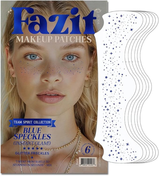 Fazit Makeup Patches - Blue Speckles - Glow Up Make-Up Patches - Cute Glitter Makeup Accessories for Women - Cosmetic Glitter for Face