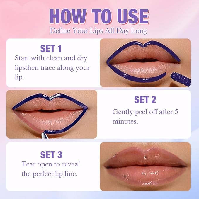 Matte Lip Stain Peel Off Lip liner Tattoo, Fuchsia Liquid Lips Gloss Peel Off Masque, for Women Long Lasting Waterproof Lipstick Lip Tint Stain, Transfer-proof for All Skin Types 04#