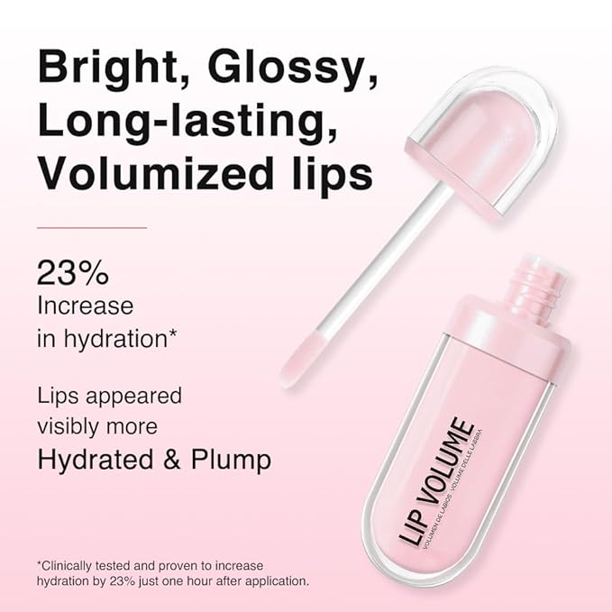 Hydrating Lip Gloss with Hyaluronic Acid, Plump pH Hyaluron Lip Oil, Lip Tint with 24HR Hydration, Volumizing Shine and Lasting Color, (A02#Ice Pink, 1Pcs)