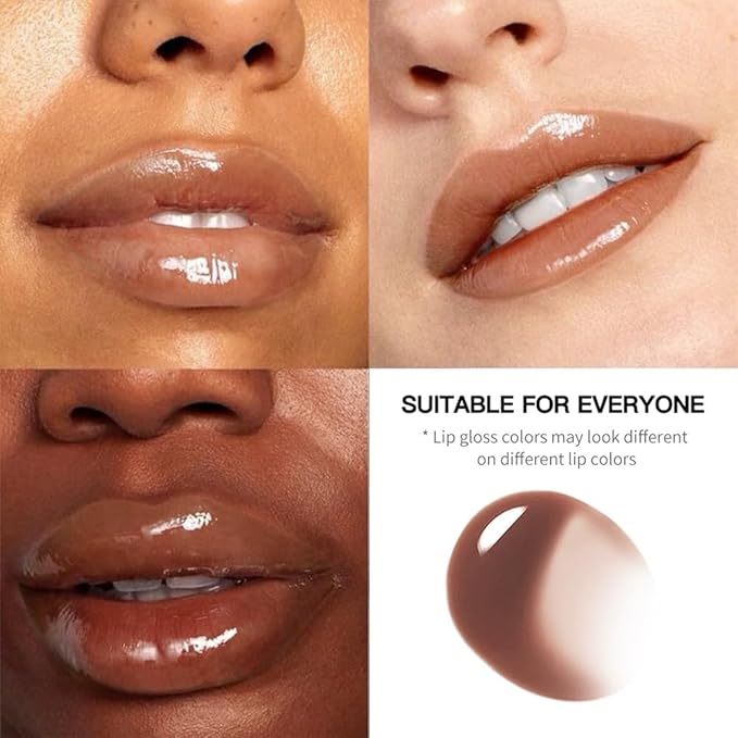 Browm Honey Butter Lip Stain Tinted Lip Gloss, Shine Moisturizing Plumper Liquid Lipstick for Women,Natural Nourishing Hydrating Lip Balm for Dry Lips,Lightweight Lip Liner Care Makeup,Vegan #4