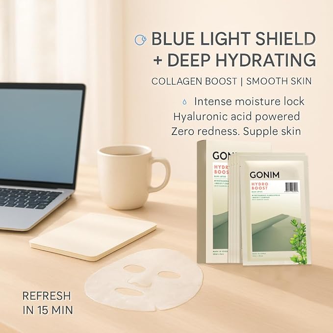 GONIM Face Mask Korean Skin Care with Hyaluronic Acid Serum, Vitamin C, Collagen Activation-Hydrating Face Masks Skincare, Anti Aging & Moisturizing Sheet Mask for All Skin Korean Face Mask 30mlx20pcs