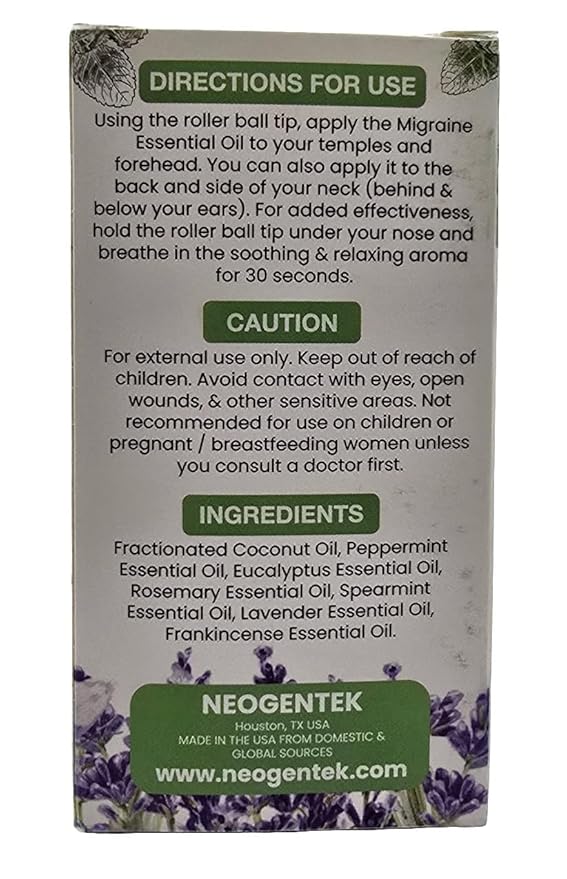 Migraine, Sinus Essential Oil Roller | Crafted Blend of 7 Powerful Essential Oil | Made in USA | Natural Comfort & Relaxation – Aromatherapy Roll-On for Headache, Sinus 10ml (Migraine and Sinus)