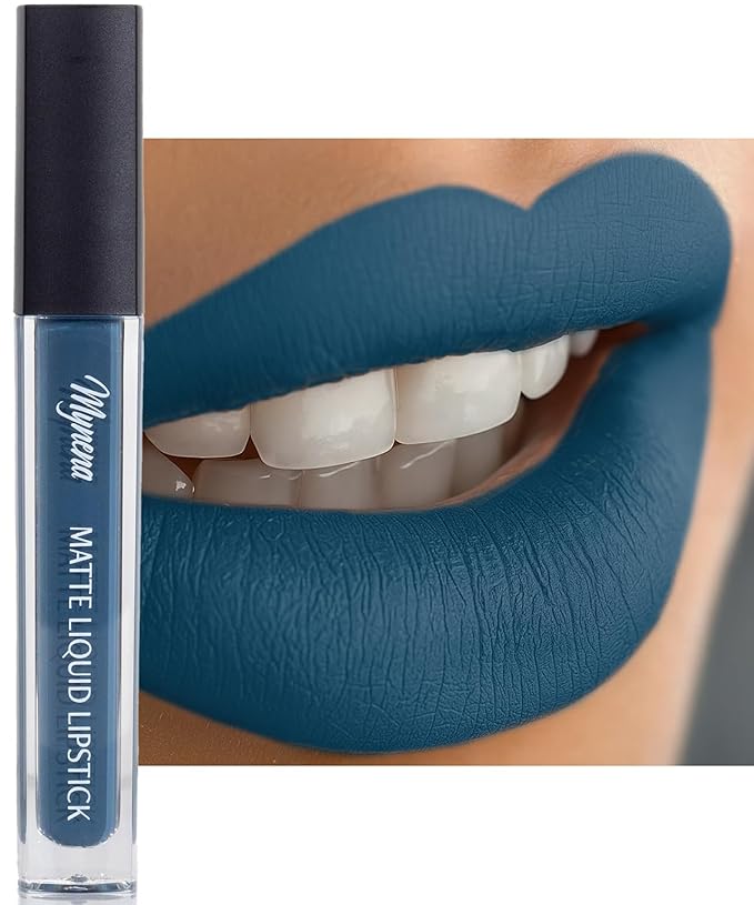 Mynena Deep Teal Green Matte Liquid Lipstick | Long-Lasting Comfort | Smudge-Proof Transfer-Resistant | Full Coverage Non-Drying | Vegan & Cruelty-Free | All-Day Wear Lip Color | Ivy
