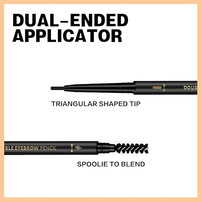 O'CHEAL Black Eyebrow Pencil for Women, Premium Eye Brow Pencil with Spoolie Brush, Longwearing for Perfect Brows, Professional, Precision, Defines, Universal Waterproof Double-ended Eyebrow Pen