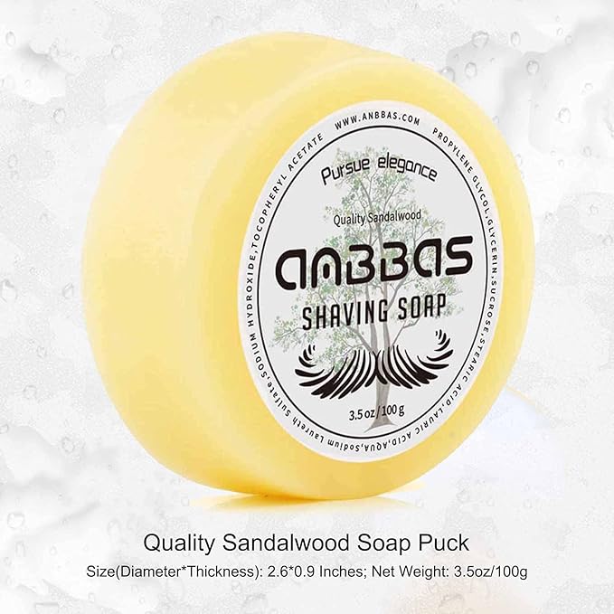 Anbbas Synthetic Badger Shaving Brush Set, 4IN1 Shaving Kit with Stainless Steel Shaving Stand and Lathering Foam Bowl, 3.5OZ Natural Shaving Soap Puck Refill for Men Wet Close Shave