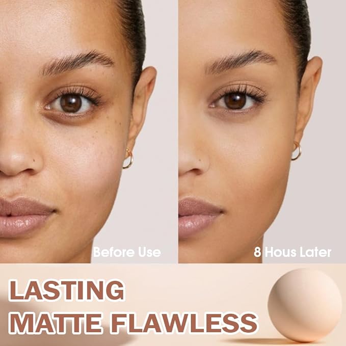 FeiCuiYun Oil Control Matte Perfection Face Powder Compact For Women, Matte Smooth Flawless Setting Powder Makeup, Polvo Compacto De Maquillaje, Waterproof Long Lasting, 0.35Oz (03 Pure Beige)
