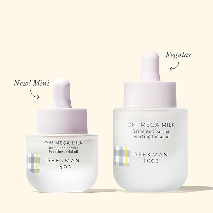 Beekman 1802 Oh! Mega Milky Facial Oil – Hydrating Vitamin C & Niacinamide Serum – Repairs Skin Barrier & Reduces Dark Spots – Fragrance Free, Sensitive Skin Safe – Packaging May Vary – 0.5 Fl Oz