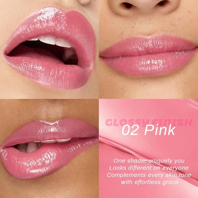 Pink Honey Lipstick Tinted Lip Balm - Shine Moisturizing Lipstick for Women, Natural Nourishing Hydrating Lip Gloss Stain for Dry Lips, Tint Sheer Lightweight Makeup, Vegan - 1Pc #02 Pink