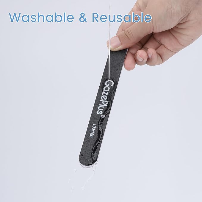 Nail Files, 24 PCS Fingernail Files 7" Long 100/180 Grit Emery Boards for Nails Professional Nail File Bulk Washable Suitable for Both Acrylic and Natural Nails Black