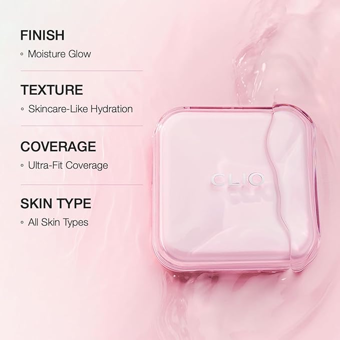 CLIO Kill Cover Mesh Glow Essential Cushion Foundation, Buildable Ultra-Fit Coverage with Glow Finish, Long-Lasting Hydration, Natural Cover for Radiant Skin, Korean Foundation (19N PORECELAIN)